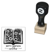  boek en bloemen Custom ex libris stempel (Gestempeld)