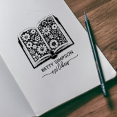  boek en bloemen Custom ex libris stempel