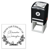 Boek en Botanische Daisies #1 Bibliotheek Script N Zelfinktende Stempel (In situ)