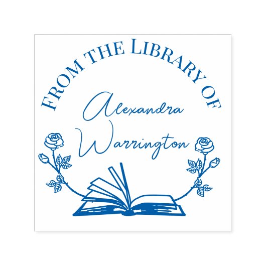 Boek en Botanische Rozen #1 Bibliotheek Script Naa Zelfinktende Stempel (Design)