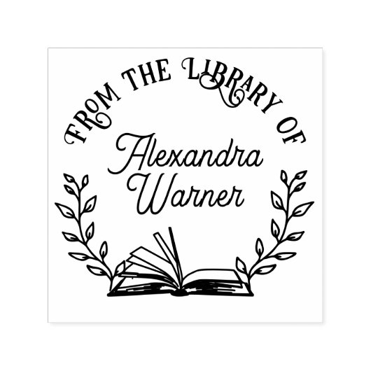 Boek en Botanische takken #1 Bibliotheek Script Na Zelfinktende Stempel (Design)