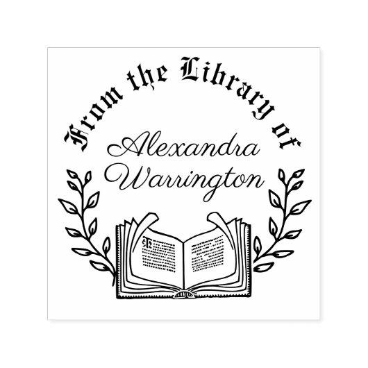 Boek en Botanische takken #3 Bibliotheek Script Na Zelfinktende Stempel (Design)