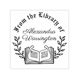 Boek en botanische takken #3 Bibliotheek scriptnaa Zelfinktende Stempel