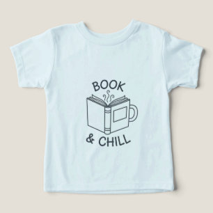 Boek en Chillen Minimaal Lijn Kunst T-Shirt