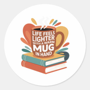 Boek en drank gelukzaligheid ronde sticker