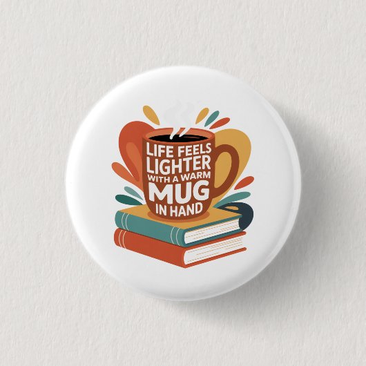Boek en drank genot ronde button 3,2 cm (Voorkant)