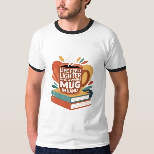 Boek en drank genot t-shirt (Voorkant)