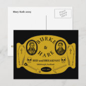 Boek en hare-bed en ontbijt briefkaart (Voorkant / Achterkant)