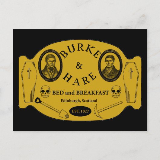 Boek en hare-bed en ontbijt briefkaart (Voorkant)