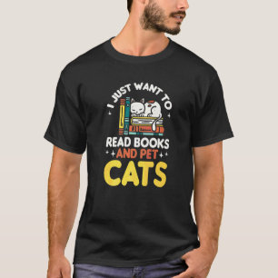 Boek En Kat Kleding Voor Boekenwurmen Lezende Bibl T-shirt