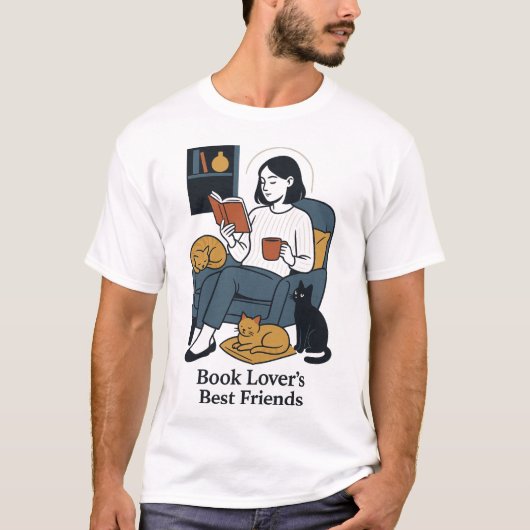 Boek en Katten T-shirt (Voorkant)