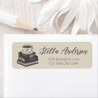 Boek en koffie Retouradres Etiket