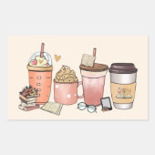 Boek- en Koffieliefhebber Rechthoekige Sticker (Voorkant)