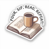 Boek- en koffieliefhebber waterdicht sticker (Voorkant)