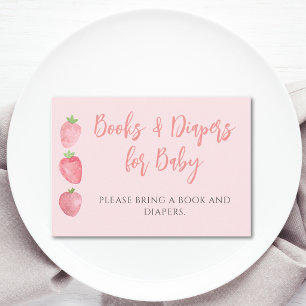 Boek- en luierverzoek Aardbei Baby Shower Informatiekaartje