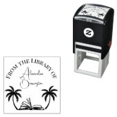 Boek en palmbomen #1 Bibliotheekscriptnaam Zelfinktende Stempel (In situ)