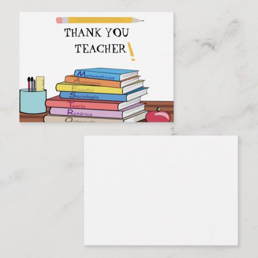 Boek en potlood dank u kaarten notitiekaartje (Voorkant / Achterkant)