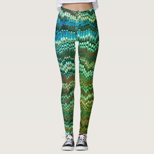 Boek Endpaper Marbling (Green Leaf) Leggings (Voorkant)