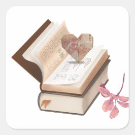 boek esthetiek met hartkaart & botanisch vierkante sticker