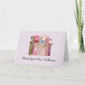 Boek Flower Pink Paarse Teacher Appreciation Day Kaart (Voorkant)