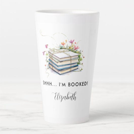 Boek Gift Wildflowers Funny Bookish Naam Latte Mok (Voorkant)