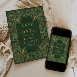 boek Green Gold Wedding Save the Date Kaart