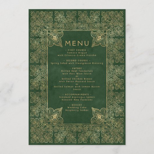  Boek Groen Goud Trouwmenu Menu (Voorkant)