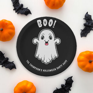 Boek Halloween Ghost Custom Text Zwart-Wit Papieren Bordje