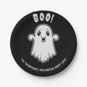 Boek Halloween Ghost Custom Text Zwart-Wit Papieren Bordje (Voorkant)