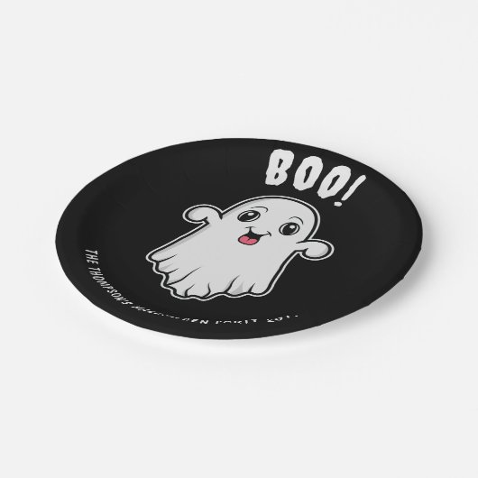 Boek Halloween Ghost Custom Text Zwart-Wit Papieren Bordje (Gekanteld)