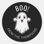 Boek Halloween Ghost Custom Text Zwart-Wit Ronde Sticker (Voorkant)