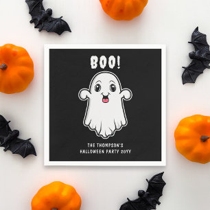 Boek Halloween Ghost Custom Text Zwart-Wit Servet