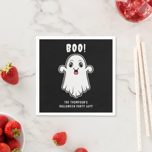 Boek Halloween Ghost Custom Text Zwart-Wit Servet (Insitu)