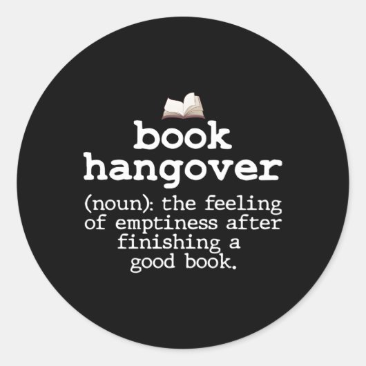 Boek Hangover Definitie Boekworm Nerd Reading Ronde Sticker (Voorkant)