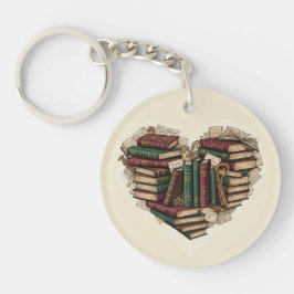 Boek Hart Sleutelhanger | Vintage Cadeau voor Boek