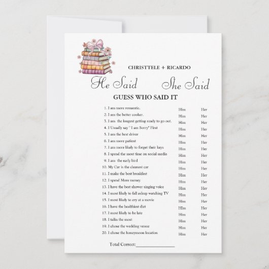 Boek Hij zei dat ze zei Vrijgezellenfeest spel kaa Aankondiging (Voorkant)