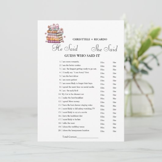 Boek Hij zei dat ze zei Vrijgezellenfeest spel kaa Aankondiging (Staand voorkant)