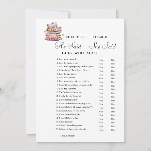 Boek Hij zei dat ze zei Vrijgezellenfeest spel kaa Aankondiging (Voorkant)