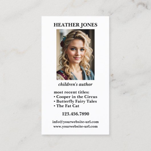 Boek Hoesje Foto Auteur van kinderen Visitekaartje (Achterkant)
