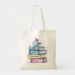 Boek hoog, sociale batterij laag boodschappentas   tote bag