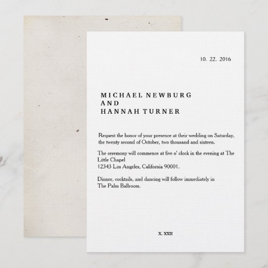 boek huwelijksuitnodiging kaart (Voorkant / Achterkant)