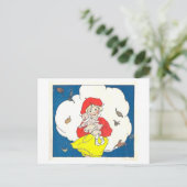  boek illustratie meisje met pop briefkaart (Staand voorkant)