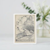 boek illustratie meisje met zeeschelpen briefkaart (Staand voorkant)