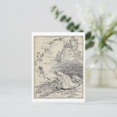 boek illustratie meisje met zeeschelpen briefkaart (Staand voorkant)