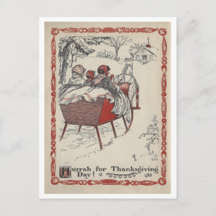  boek illustratie Thanksgiving slee rit Briefkaart