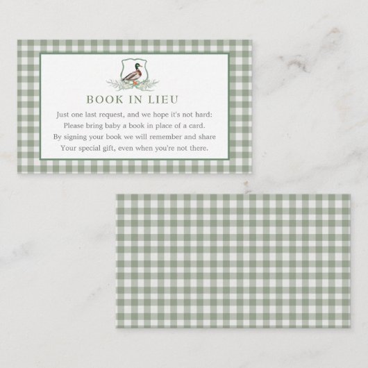 Boek in Lieu Kaarten, Duck Book Kaart Visitekaartje (Voorkant / Achterkant)