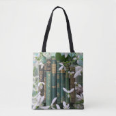 Boek Joy Oude Groene Boeken & Lente Bloemen Tote Bag (Voorkant)