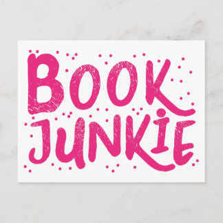 boek junkie in roze briefkaart
