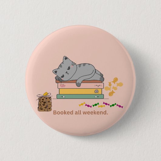 Boek Kat Ronde Button 5,7 Cm (Voorkant)