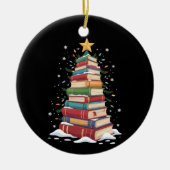 Boek Kerstboom Boek Liefhebber Librarian Keramisch Ornament (Voorkant)